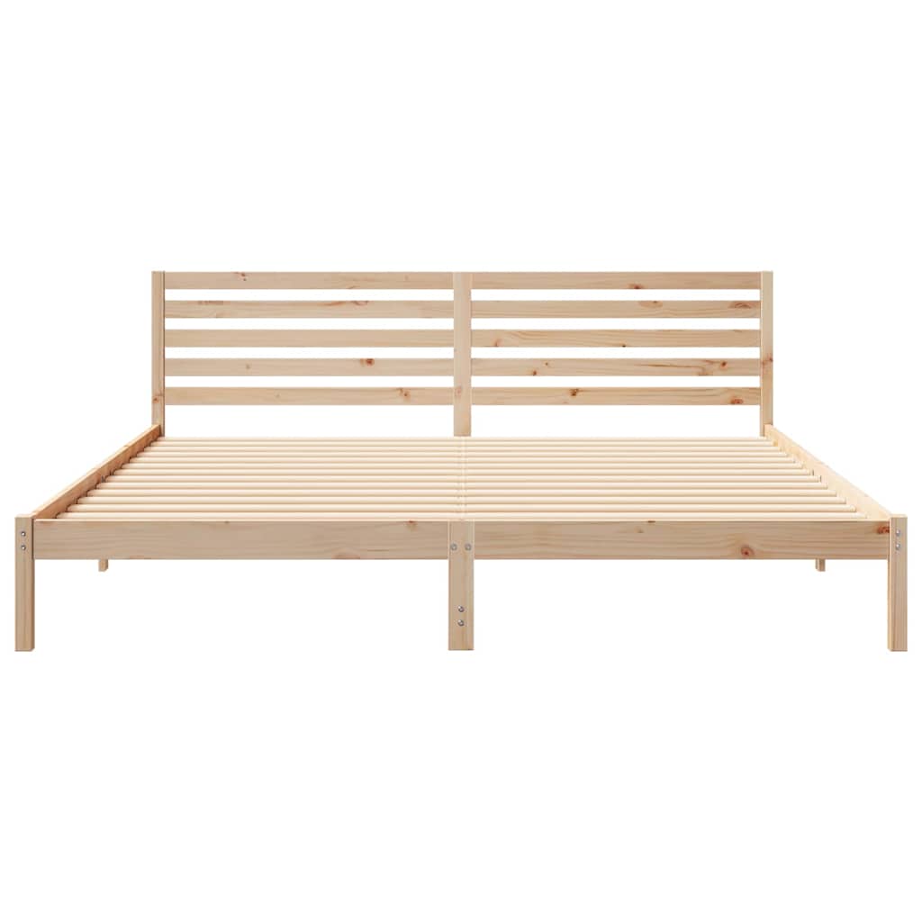 vidaXL Bed Frame with Headboard Brown 200 x 210 cm Solid Pine Wood