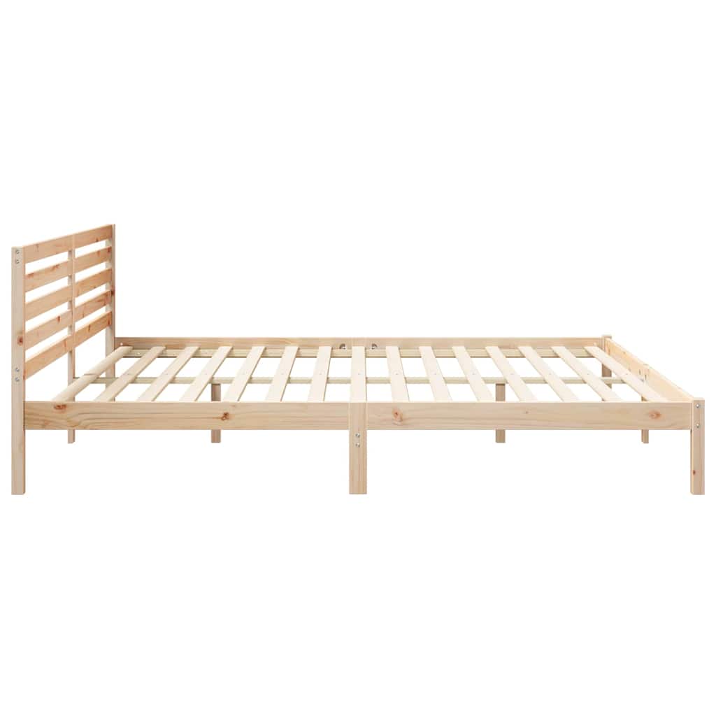 vidaXL Bed Frame with Headboard Brown 200 x 210 cm Solid Pine Wood