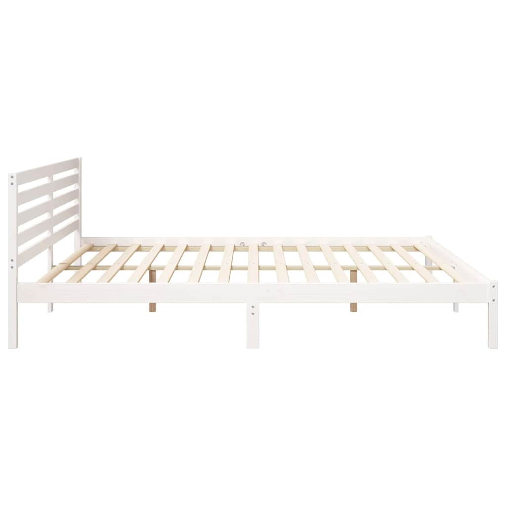 vidaXL Bed Frame with Headboard White 200 x 210 cm Solid Pine Wood