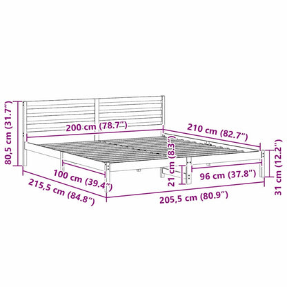 vidaXL Bed Frame with Headboard White 200 x 210 cm Solid Pine Wood