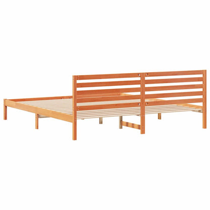 vidaXL Bed Frame with Headboard Wax Brown 200 x 210 cm Solid Pine Wood