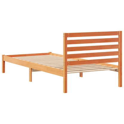 vidaXL Bed Frame with Headboard Wax Brown 80 x 220 cm Solid Pine Wood