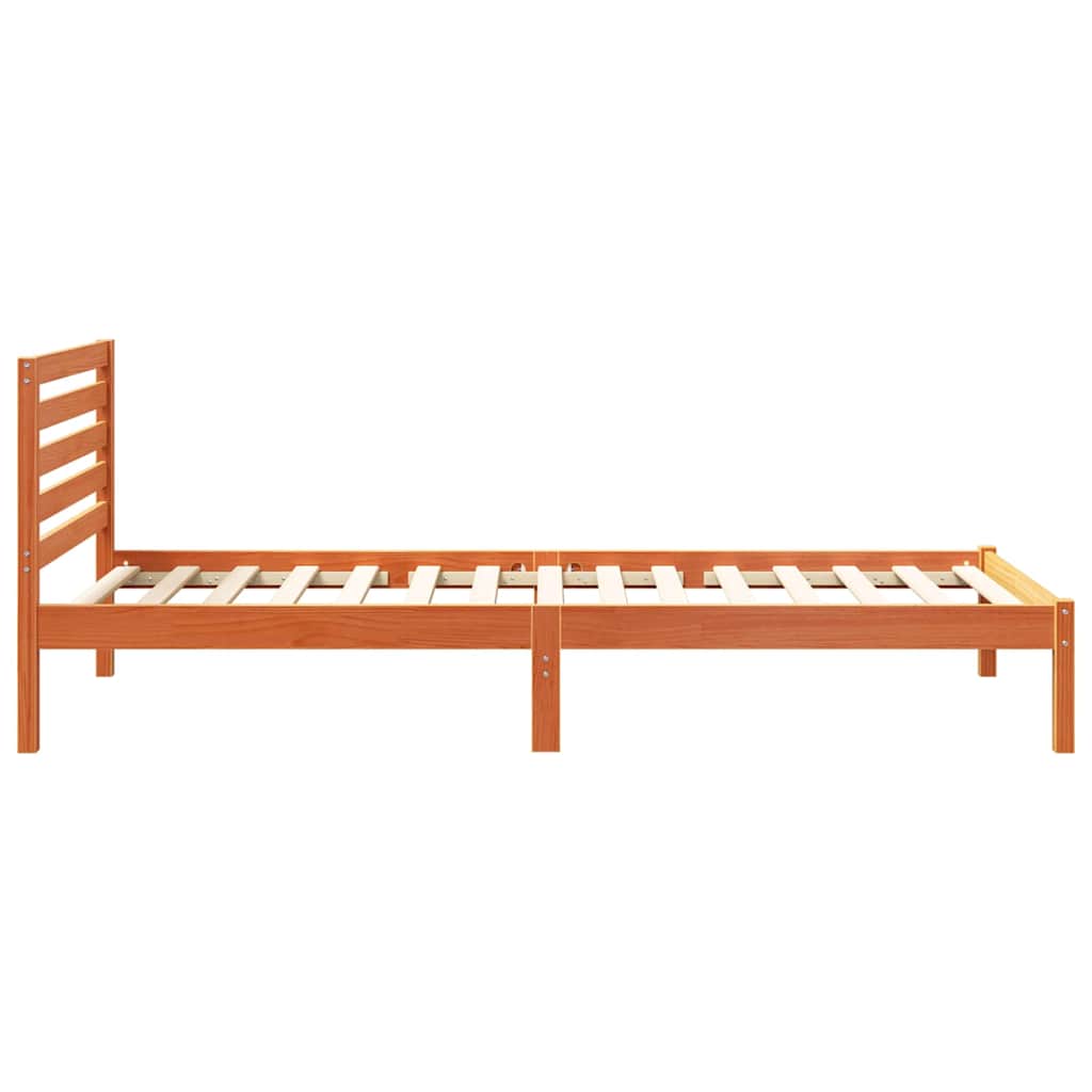 vidaXL Bed Frame with Headboard Wax Brown 80 x 220 cm Solid Pine Wood