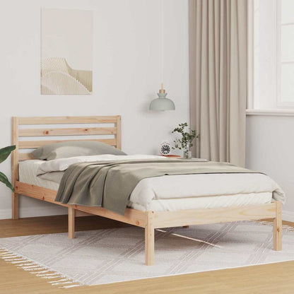 vidaXL Bed Frame with Headboard Brown 90 x 220 cm Solid Pine Wood