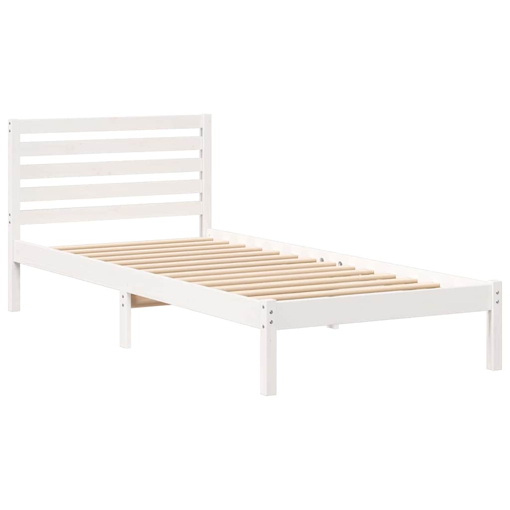vidaXL Bed Frame with Headboard White 90 x 220 cm Solid Pine Wood