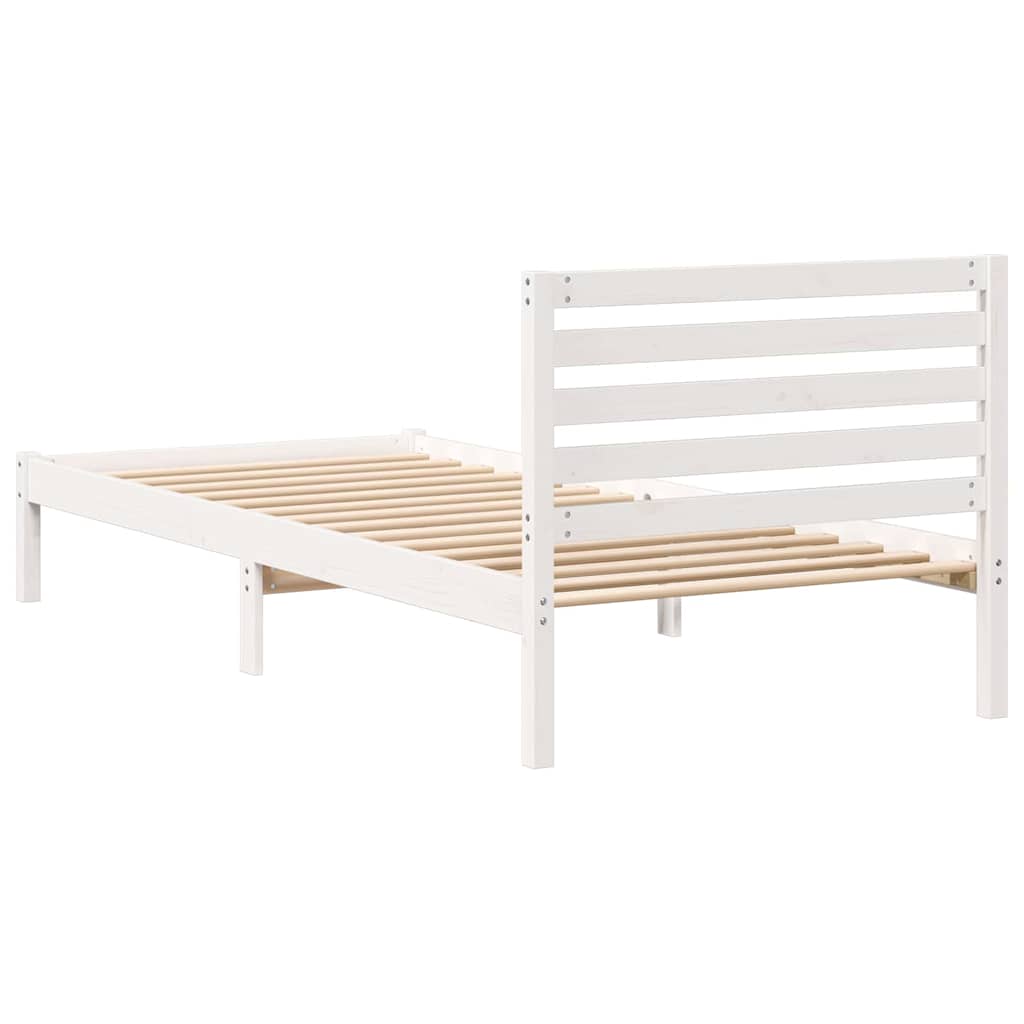 vidaXL Bed Frame with Headboard White 90 x 220 cm Solid Pine Wood