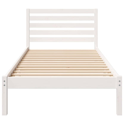 vidaXL Bed Frame with Headboard White 90 x 220 cm Solid Pine Wood