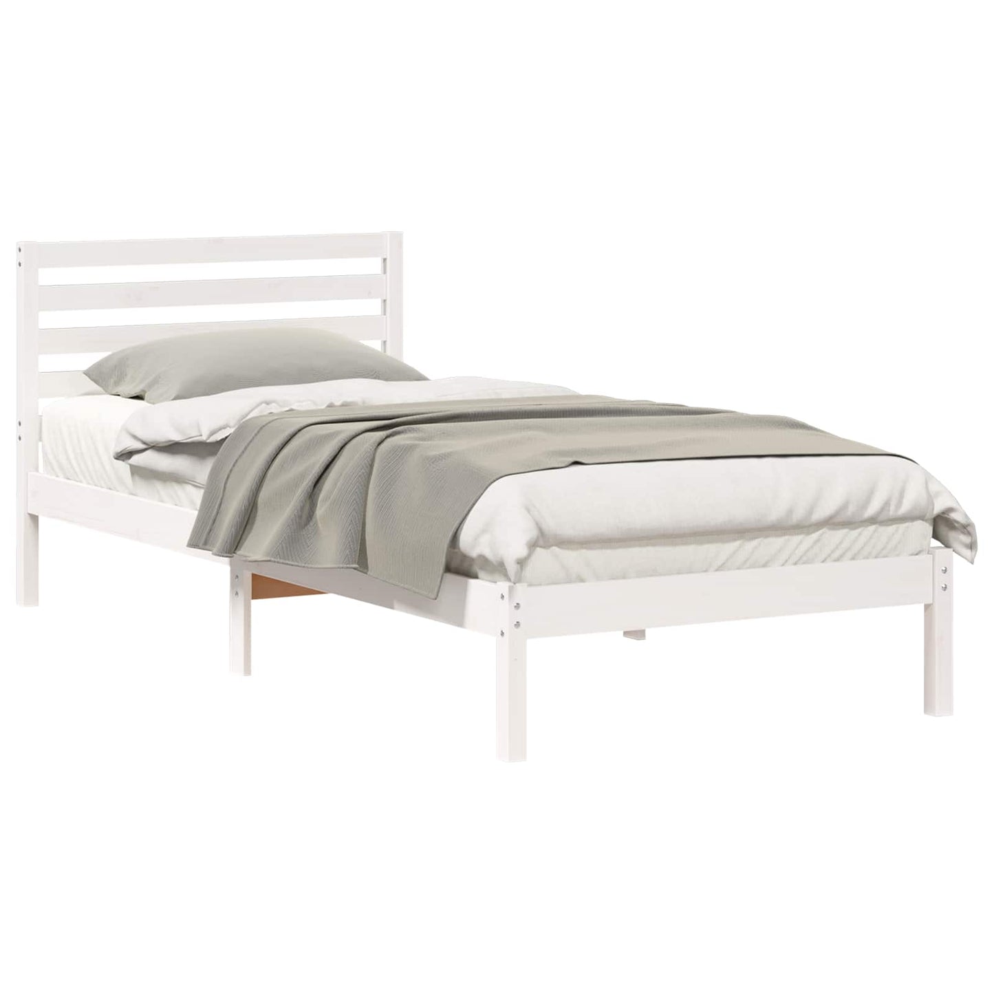 vidaXL Bed Frame with Headboard White 100 x 220 cm Solid Pine Wood