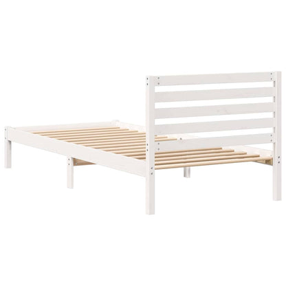 vidaXL Bed Frame with Headboard White 100 x 220 cm Solid Pine Wood