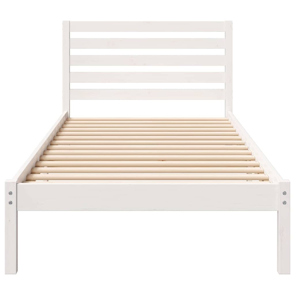vidaXL Bed Frame with Headboard White 100 x 220 cm Solid Pine Wood