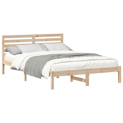 vidaXL Bed Frame with Headboard Brown 140 x 220 cm Solid Pine Wood