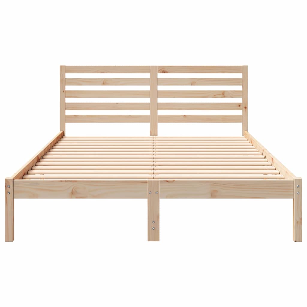 vidaXL Bed Frame with Headboard Brown 140 x 220 cm Solid Pine Wood