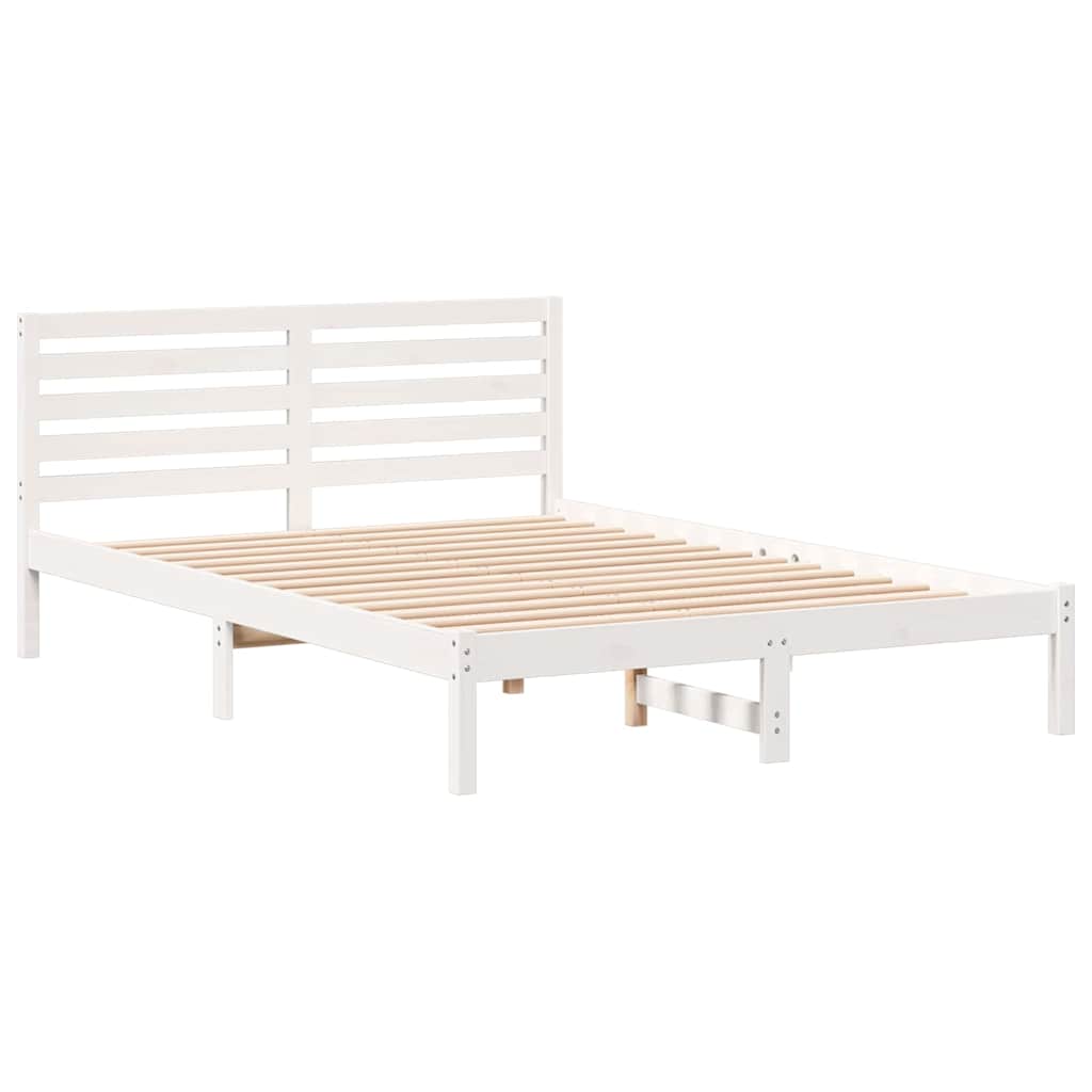 vidaXL Bed Frame with Headboard White 140 x 220 cm Solid Pine Wood