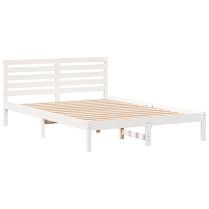 vidaXL Bed Frame with Headboard White 140 x 220 cm Solid Pine Wood