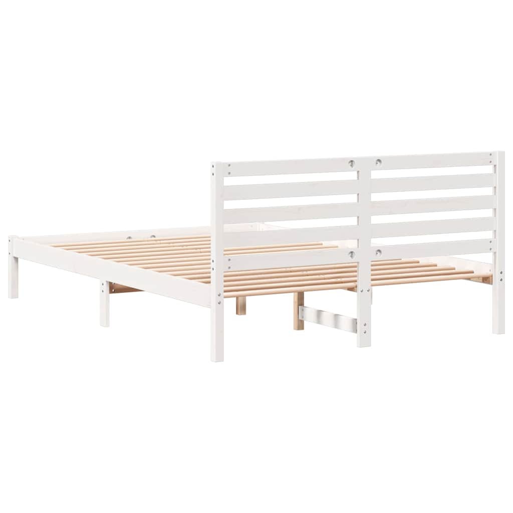 vidaXL Bed Frame with Headboard White 140 x 220 cm Solid Pine Wood