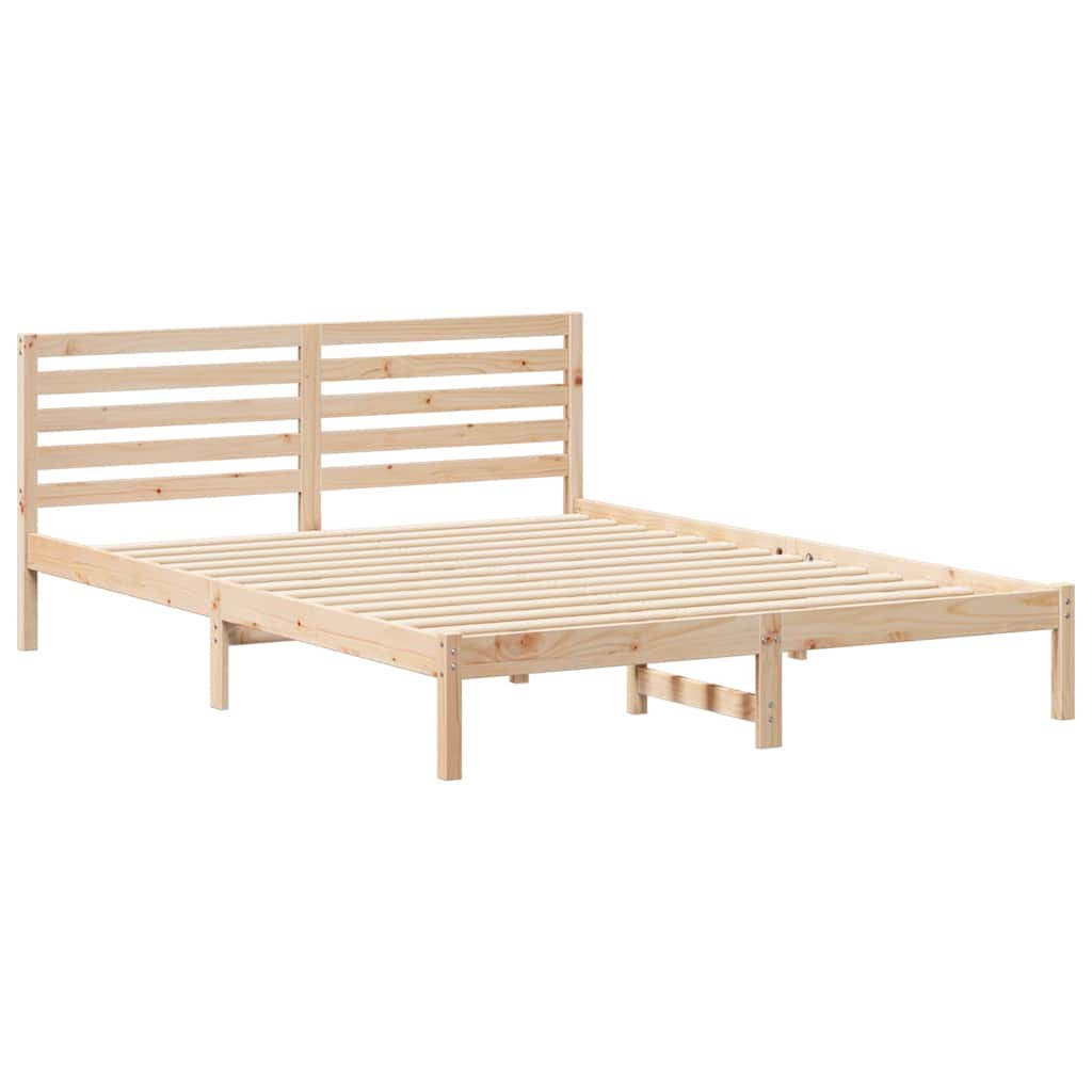 vidaXL Bed Frame with Headboard Brown 160 x 220 cm Solid Pine Wood