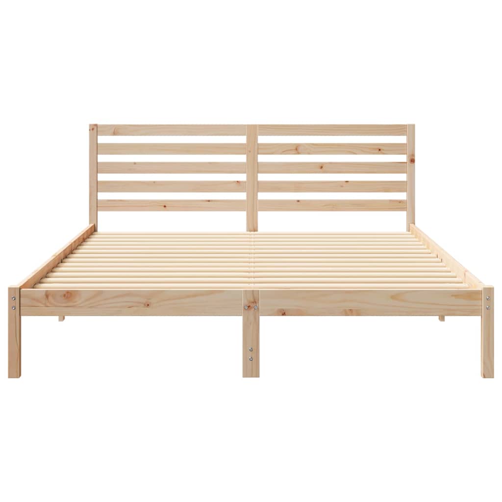 vidaXL Bed Frame with Headboard Brown 160 x 220 cm Solid Pine Wood