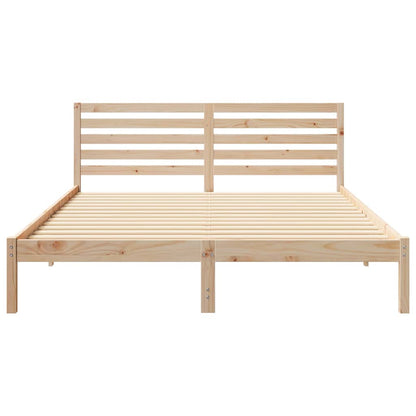 vidaXL Bed Frame with Headboard Brown 160 x 220 cm Solid Pine Wood