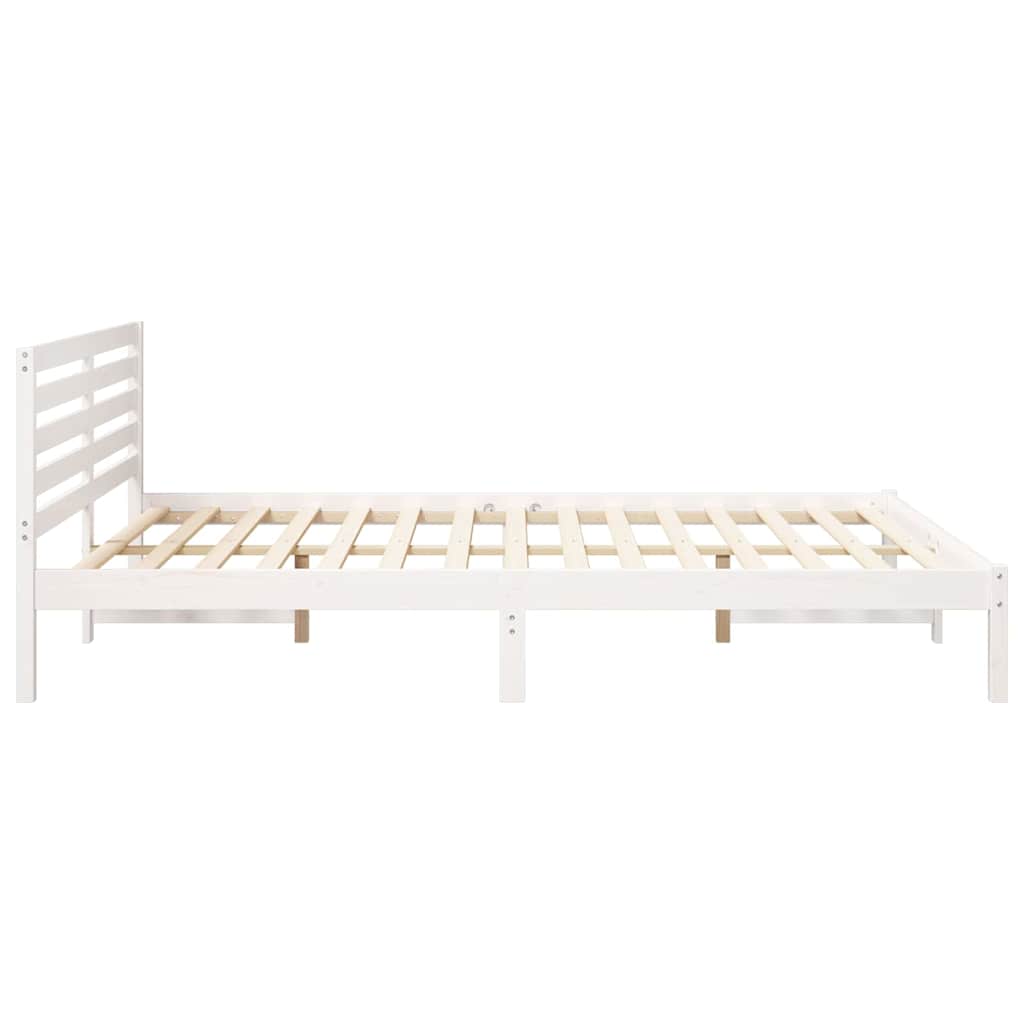 vidaXL Bed Frame with Headboard White 160 x 220 cm Solid Pine Wood