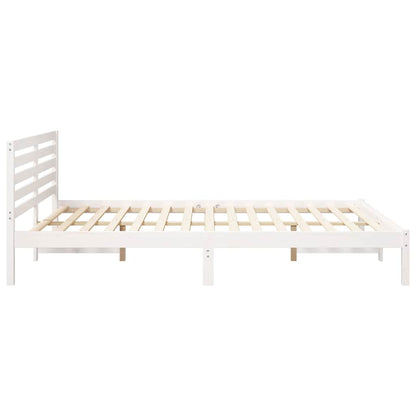 vidaXL Bed Frame with Headboard White 160 x 220 cm Solid Pine Wood