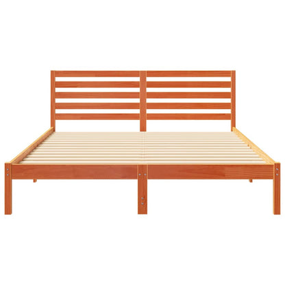 vidaXL Bed Frame with Headboard Wax Brown 160 x 220 cm Solid Pine Wood