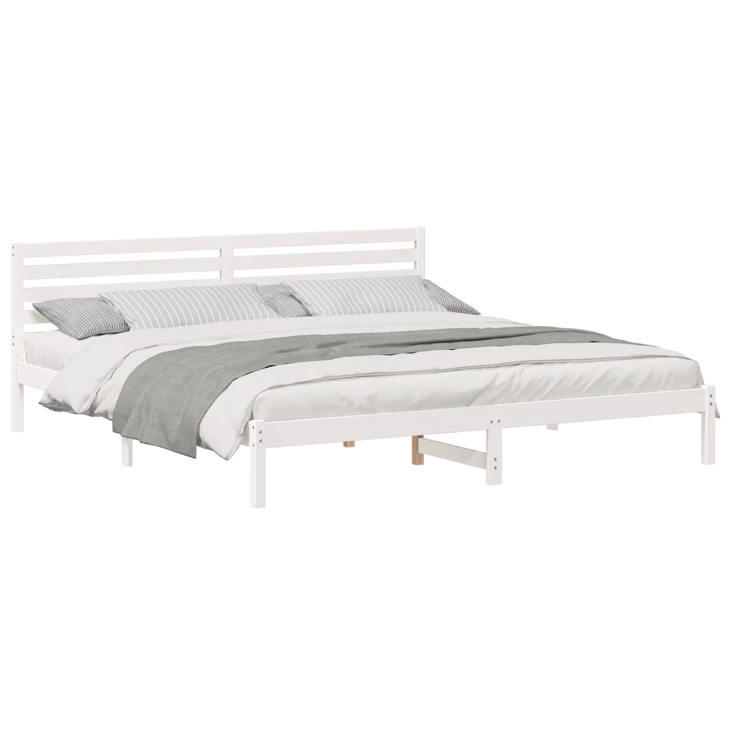 vidaXL Bed Frame with Headboard White 180 x 220 cm Solid Pine Wood