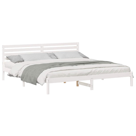 vidaXL Bed Frame with Headboard White 180 x 220 cm Solid Pine Wood