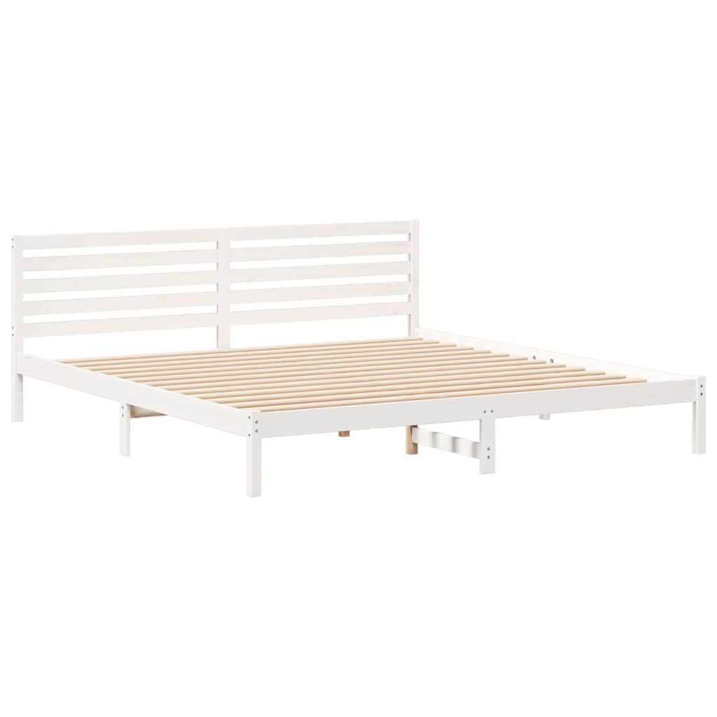 vidaXL Bed Frame with Headboard White 180 x 220 cm Solid Pine Wood