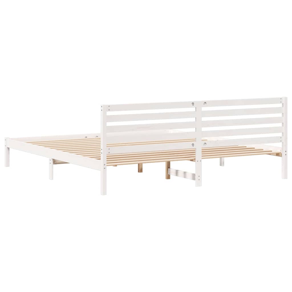 vidaXL Bed Frame with Headboard White 180 x 220 cm Solid Pine Wood