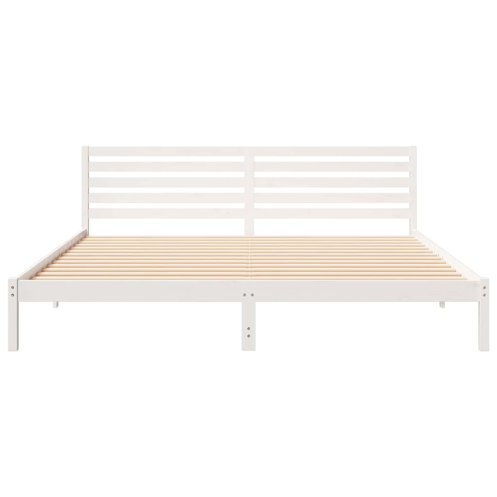 vidaXL Bed Frame with Headboard White 180 x 220 cm Solid Pine Wood