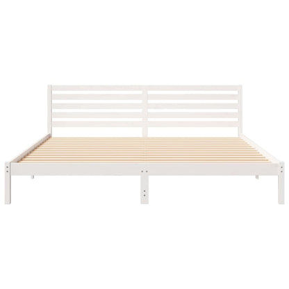 vidaXL Bed Frame with Headboard White 180 x 220 cm Solid Pine Wood