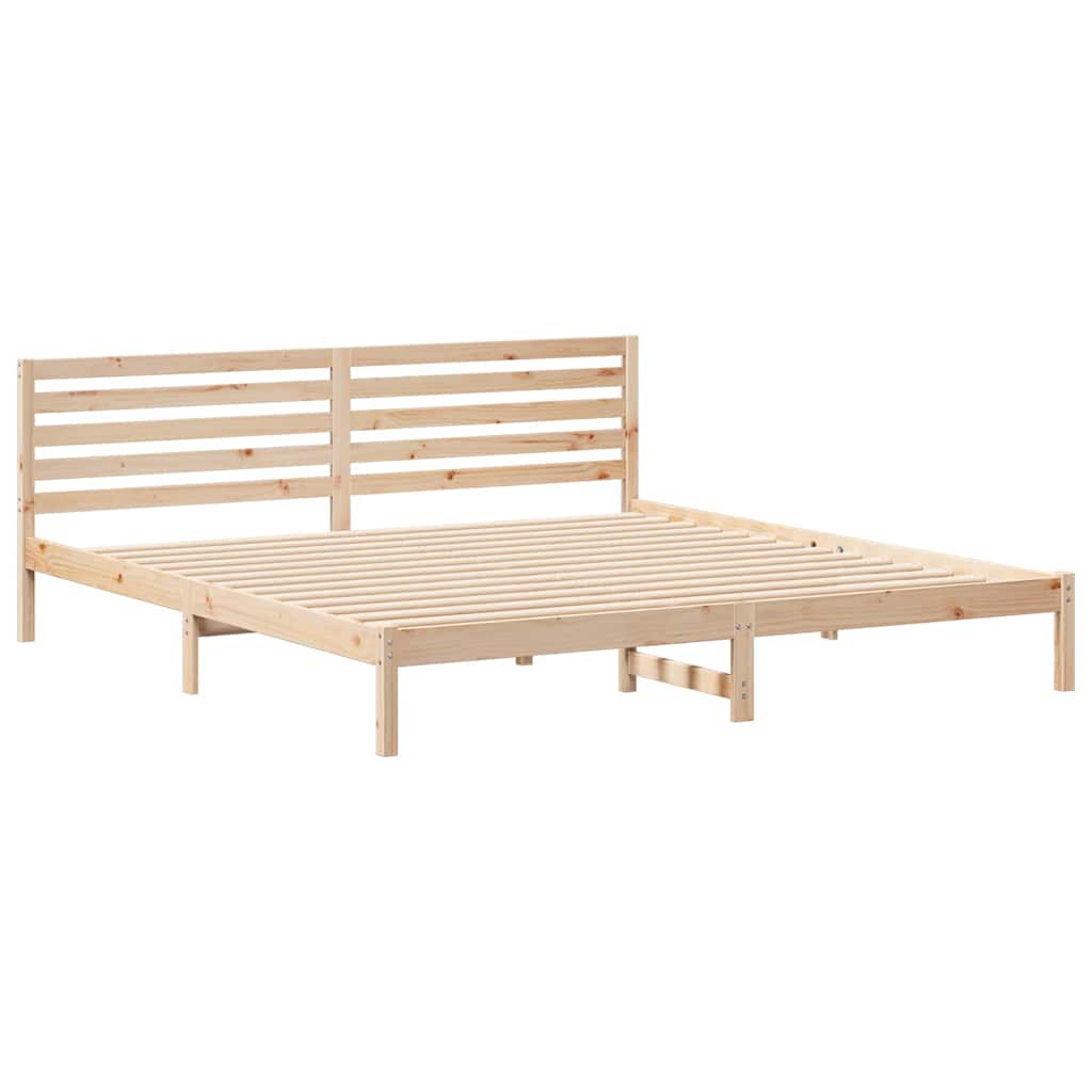 vidaXL Bed Frame with Headboard Brown 200 x 220 cm Solid Pine Wood