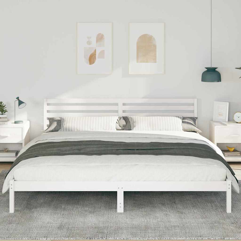 vidaXL Bed Frame with Headboard White 200 x 220 cm Solid Pine Wood