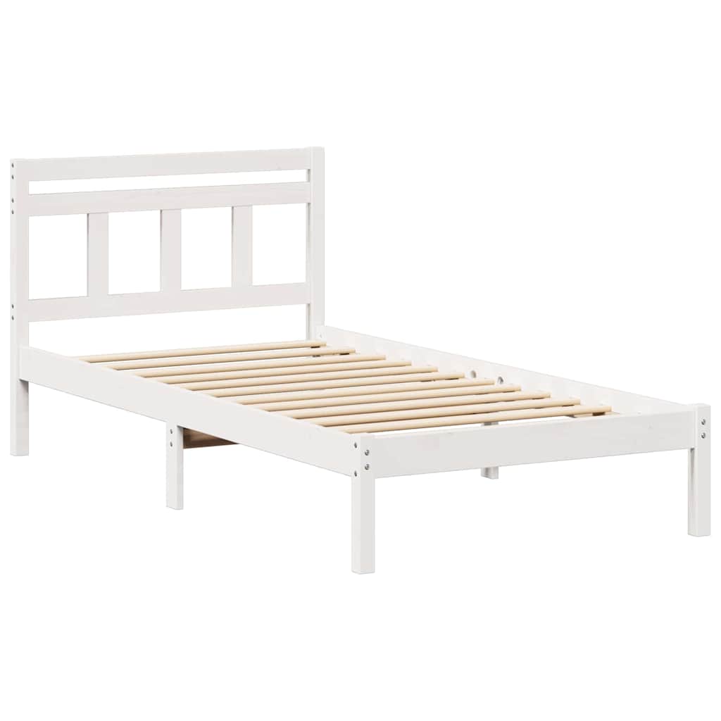 vidaXL Bed Frame White 80 x 200 cm Solid Pine Wood