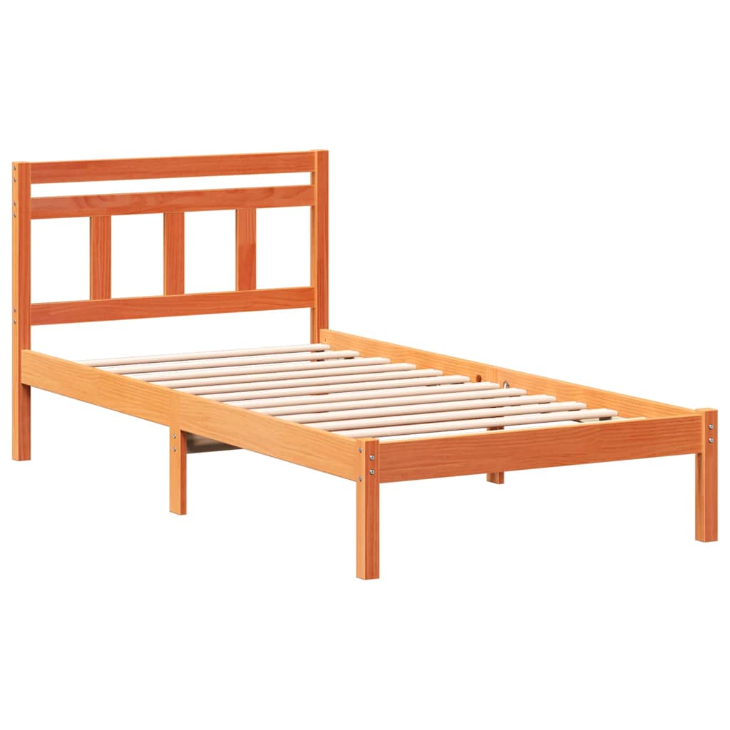 vidaXL Bed Frame Brown 100 x 200 cm Solid Pine Wood