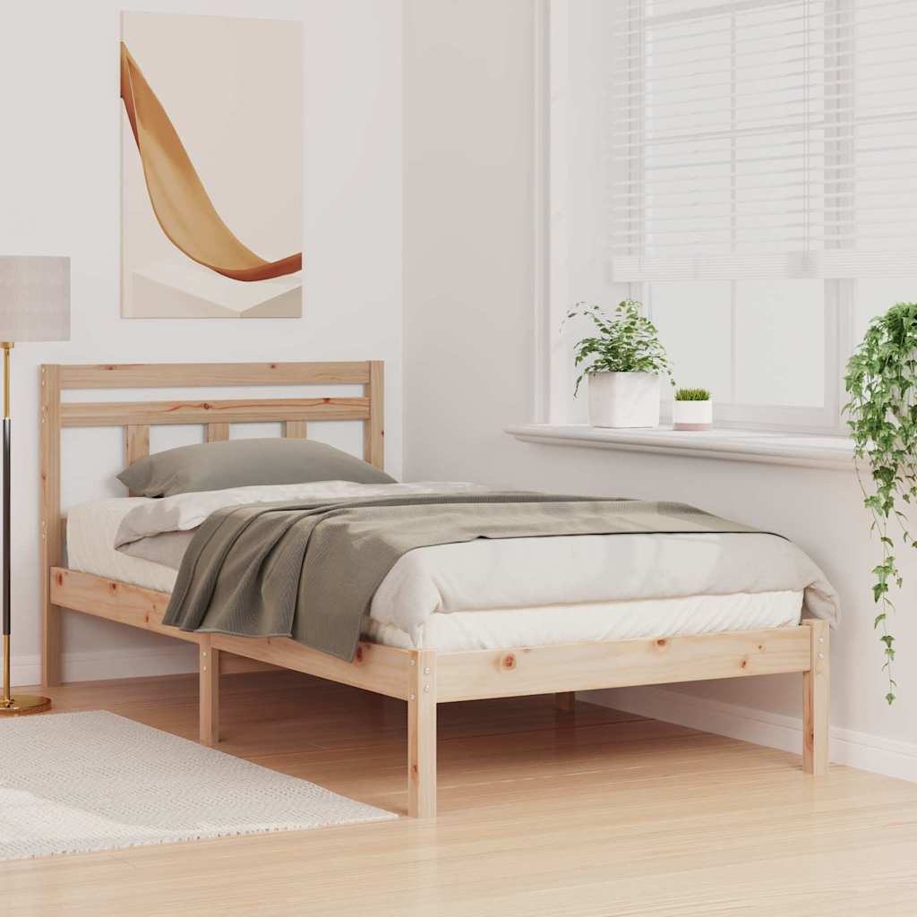 vidaXL Bed Frame Brown 90 x 190 cm Solid Pine Wood
