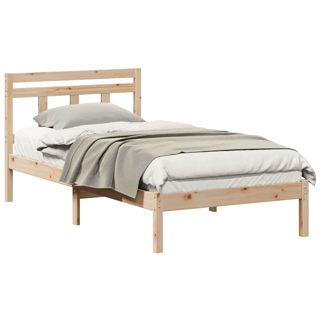 vidaXL Bed Frame Brown 90 x 190 cm Solid Pine Wood