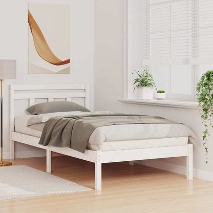 vidaXL Bed Frame White 90 x 190 cm Solid Pine Wood