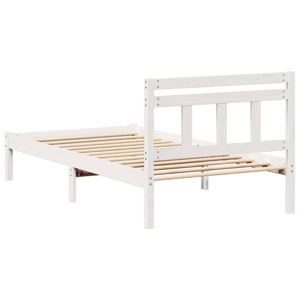 vidaXL Bed Frame White 90 x 190 cm Solid Pine Wood
