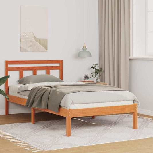 vidaXL Bed Frame Brown 90 x 190 cm Solid Pine Wood