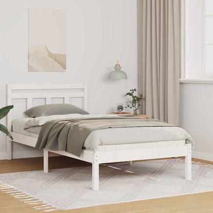 vidaXL Bed Frame White 75 x 190 cm Solid Pine Wood