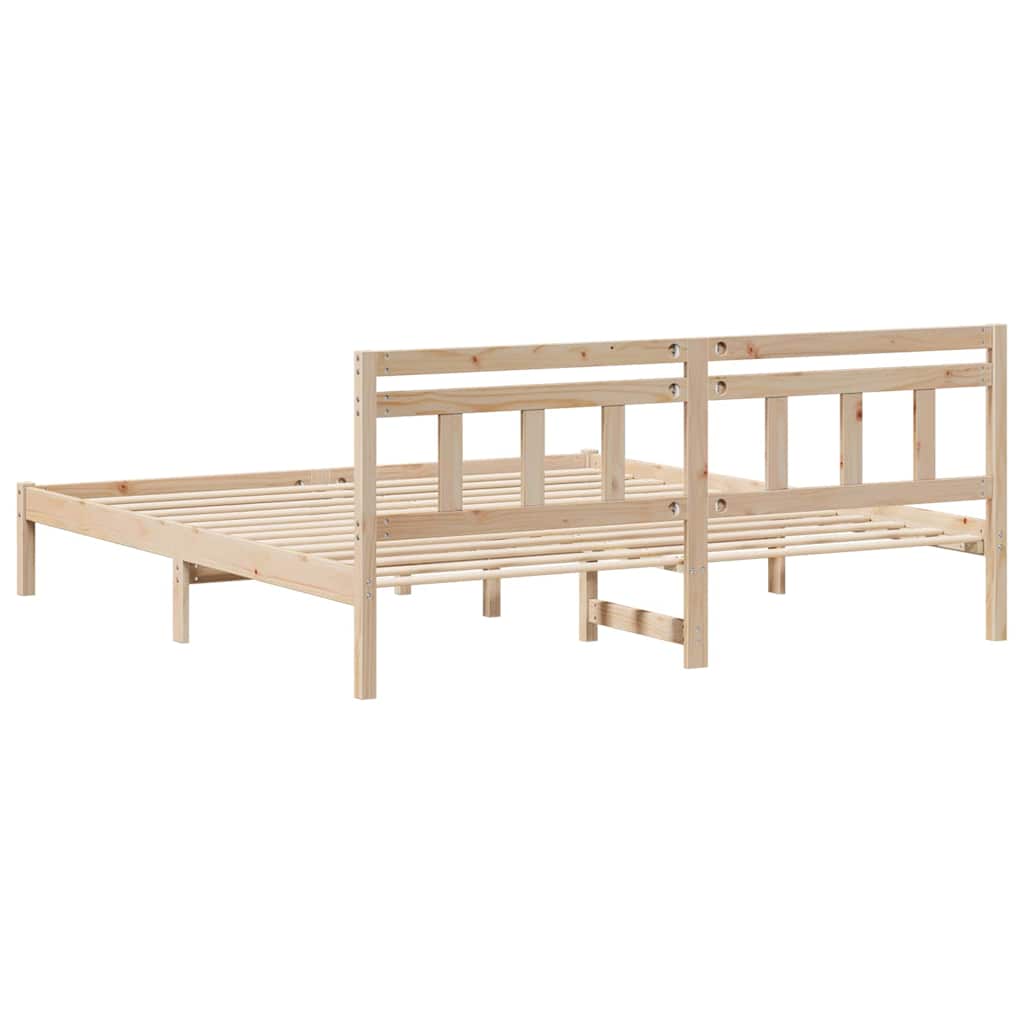 vidaXL Bed Frame Brown 200 x 200 cm Solid Pine Wood