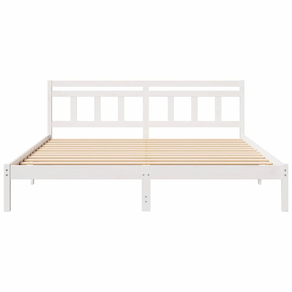 vidaXL Bed Frame White 200 x 200 cm Solid Pine Wood