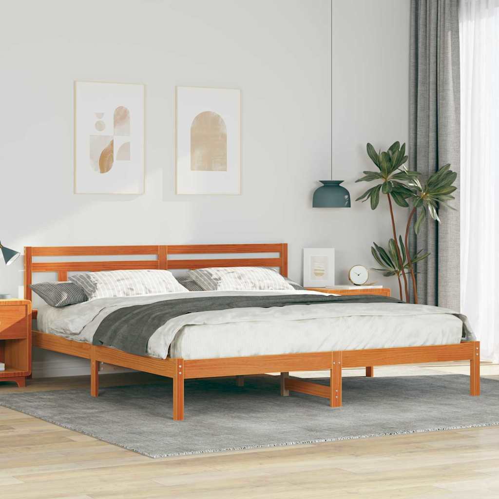 vidaXL Bed Frame Brown 200 x 200 cm Solid Pine Wood