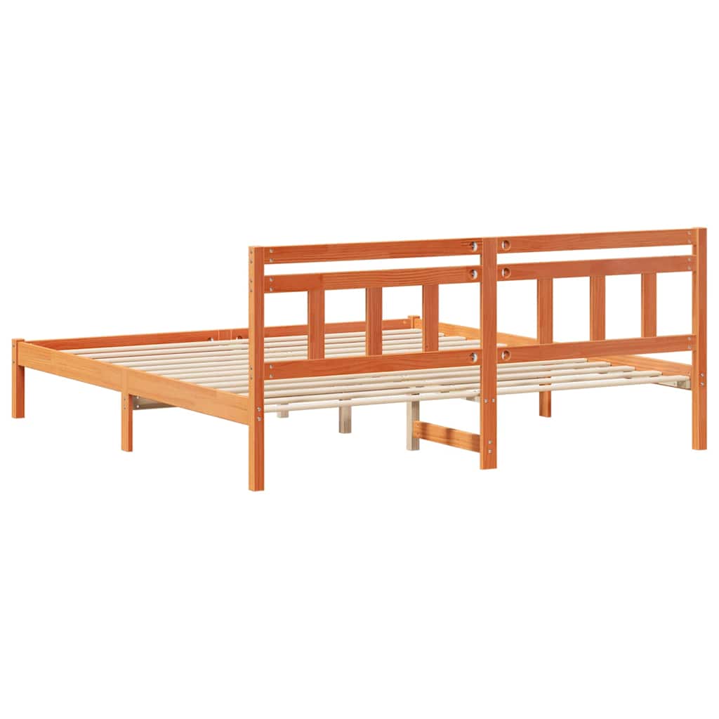 vidaXL Bed Frame Brown 200 x 200 cm Solid Pine Wood