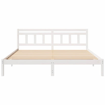 vidaXL Bed Frame with Headboard White Solid pine wood