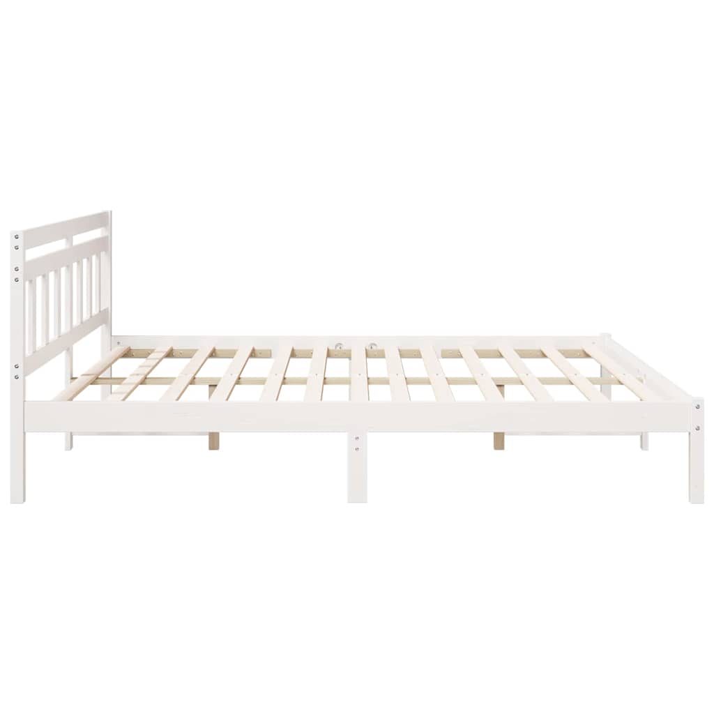 vidaXL Bed Frame with Headboard White Solid pine wood