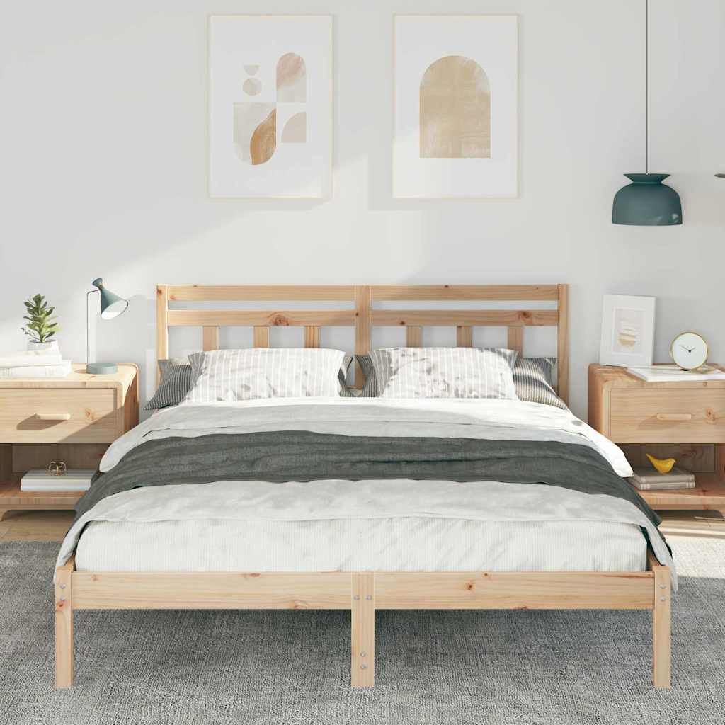 vidaXL Bed Frame Brown 160 x 200 cm Solid Pine Wood