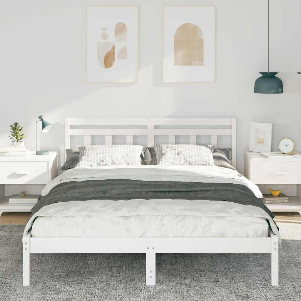 vidaXL Bed Frame White 160 x 200 cm Solid Pine Wood