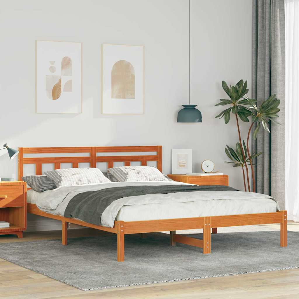 vidaXL Bed Frame Brown 160 x 200 cm Solid Pine Wood